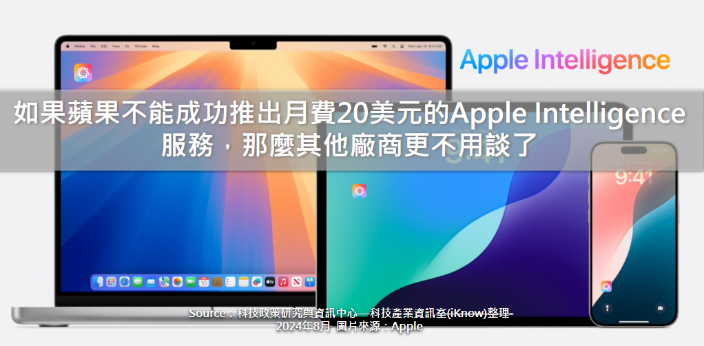 如果蘋果不能成功推出月費20美元的Apple Intelligence服務，那麼其他廠商更不用談了